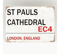 St Pauls Cathedral Metal Sign London Street Road Wall Door Plaque 8X12 Inches