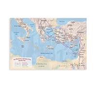 St. Paul's Missionary Journeys Bible Poster - Christian Painting Biblical Maps Wall Art for Classroom Church and Religious Home Decor, 20x30inch(50x75cm) Unframe