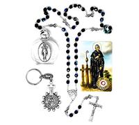 St Peregrine Ribbon Rosary Beads - Patron Saint of Cancer Chaplet, Relic Card, Saint Peregrine Key Ring, Catholic Gift Set