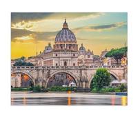 St. Peter’s Basilica and Ponte Vittorio Emanuele II Bridge in the Vatican, Rome，Jigsaw Puzzles 1000 Piece, Sturdy Tight Fitting Pieces,Letters On Back for Ideal Challenging And Gift（50x70cm）-V72