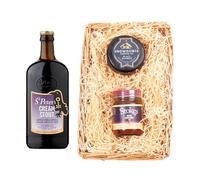 St. Peter’s Brewery Wicker Tray Gift Set | Cream Stout Ale 6.5% ABV | Snowdonia Black Bomber Cheese | Stokes Beer Chutney | Craft Beer & Cheese Hamper | Suffolk Brewery Gift
