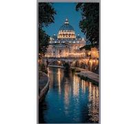 St. Peter'S Basilica Diamond Art Kits Adults, Diamond Painting Rome Crystal Art Kits for Adults Kids DIY 5D Round Full Drill Gem Dots Embroidery Paintings Crafts Picture, Room Decor 12x24in i30-tb16