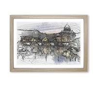St. Peter's Basilica in Rome Italy in Abstract Framed Print | A2 Oak Framed Wall Art | Ready to Hang | Abstract Fantasy Picture | Living Room Bedroom Lounge Office