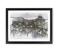 St. Peter's Basilica In Rome Italy In Abstract Modern Art Framed Wall Art Print, Ready to Hang Picture for Living Room Bedroom Home Office Décor, Black A4 (34 x 25 cm)