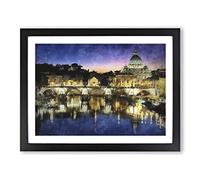 St. Peter's Basilica In Rome Italy Painting Modern Art Framed Print | A3 Black Framed Wall Art | Ready to Hang | Modern Historical Picture | Living Room Bedroom Lounge Office