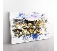St. Peter's Basilica In Rome Italy Watercolour Modern Canvas Wall Art Print Ready to Hang, Framed Picture for Living Room Bedroom Home Office Décor, 76x50 cm (30x20 Inch)