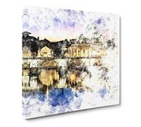 St. Peter's Basilica in Rome Italy Watercolour Modern Canvas Wall Art Print Ready to Hang, Framed Picture for Living Room Bedroom Home Office Décor, 14x14 Inch (35x35 cm)