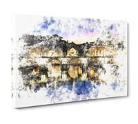 St. Peter's Basilica In Rome Italy Watercolour Modern Canvas Wall Art Print Ready to Hang, Framed Picture for Living Room Bedroom Home Office Décor, 24x16 Inch (60x40 cm)