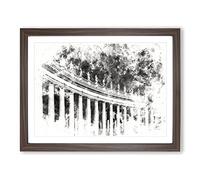St.Peter's Basilica In Rome Italy Watercolour Modern Framed Print | A3 Walnut Framed Wall Art | Ready to Hang | Modern Historical Picture | Living Room Bedroom Lounge Office