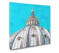 St. Peters Basilica In The Vatican City Canvas Print | Gallery Wrapped 30mm Frame Wall Art | 14x14 inches | Ready to Hang | Modern Cityscape Picture | Living Room Bedroom Lounge Office