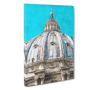 St. Peters Basilica In The Vatican City Canvas Print | Gallery Wrapped 30mm Frame Wall Art | 30x20 inches | Ready to Hang | Modern Cityscape Picture | Living Room Bedroom Lounge Office