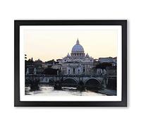 St. Peters Basilica Rome Italy Modern Framed Wall Art Print, Ready to Hang Picture for Living Room Bedroom Home Office Décor, Black A4 (34 x 25 cm)