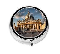 St Peter's Basilica This Small, Round, Three-Compartment Travel Pill Box is Perfect for Storing Daily medications, Vitamins, and on-The-go.