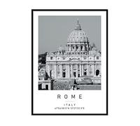 St. Peter's Basilica Travel Print Rome Wall art Black and white Poster A3 Print only 29.7 X 42cm (11.7x16.5inch)