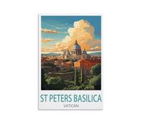 St Peter's Basilica Vatican City Vintage Travel Posters Landscape 08x12inch(20x30cm) Canvas Wall Art Posters for Living Room Decor Paintings for Home Decor