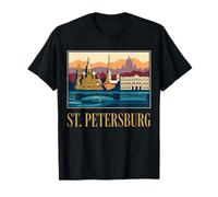 St Petersburg Russia Cathedral Skyline River Art T-Shirt
