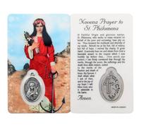 St. Philomena Novena Catholic Prayer Card with Built in Medal | Christian Gift for First Holy Communion and Confirmation