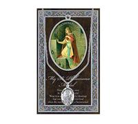St Philomena Pewter Medal on 18 Inch Chain with Embossed Pamphlet and Prayer by WJ Hirten