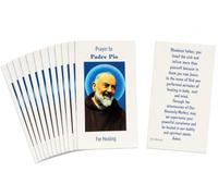 St Pio Holy Card Bulk Pack with Saint Prayer USA Made, Set of 10 | Thick Cardstock Prayer Cards with Saint Image and Padre Pio Prayer on Back Made in the USA