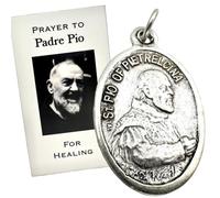 St Pio Medal Set Italian Metal Medallion with USA Made Holy Card