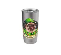 St. Pugtricks Day Pug with a Leprechaun Hat & Shamrock Stainless Steel Insulated Tumbler