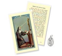 St Rita Medal - 1" Silver Tone St Rita of Cascia Medal, Spanish Laminated Santa Rita de Casia Oracion - Made in Italy St. Rita of Cascia Theme Set of 2 Items