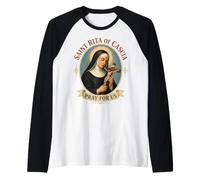 St Rita of Cascia Catholic Patron Saint of the Impossible Raglan Baseball Tee