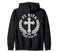 St. Rita Pray For Us Catholic Christian Zip Hoodie
