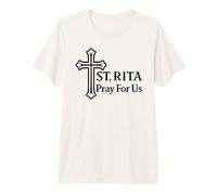 St Rita Pray for Us Catholic Saint Cross Premium T-Shirt