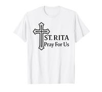 St Rita Pray for Us Catholic Saint Cross T-Shirt