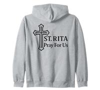 St Rita Pray For Us Catholic Saint Cross Zip Hoodie