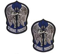 St. Saint Michael Protect Us Embroidered Morale Patch Tactical Military Army Operator Patches with Hook and Loop Fasteners Backing 3.54 x 4.72 inches (Dark Blue)