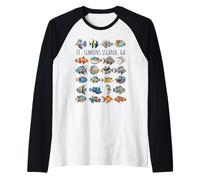 St Simons Island GA Colorful Fish Design Raglan Baseball Tee