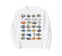 St Simons Island GA Colorful Fish Design Sweatshirt