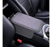 ST SoleMe.Tc Arm Rest Cover for Car with 2 Storage Bags, Central Console Cover Armrest Pad, Suede Leather, Auto Interior Accessories for Most Vehicles, All-Season Comfort, Gray
