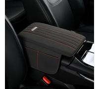ST SoleMe.Tc Car Armrest Cushion Pad with 2 Storage Bags Breathable Holes, Microfiber Suede Non-Slip Center Console Cover Mat for Car Accessories Interior Organizers, Black