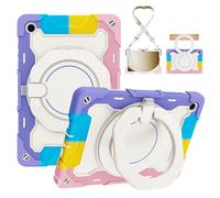 ST SoleMe.Tc Case Compatible with Samsung A11+ /A9+ 11 Inch with Shoulder Strap, Silicone + PC Shockproof galaxy Tab A11 Plus/A9 Plus Protective Cover with 360° Rotatable Kickstand, Rainbow Pink