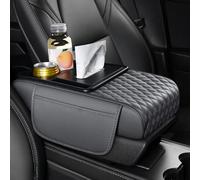 ST SoleMe.Tc Multifunctional Car Armrest Cushion with Cup Holder & Storage Pocket & Tissue Box, 5-In-1 Arm Rest Cover Pad for Car Accessories Interior, Water Ripples, Grey