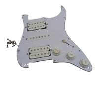 ST SQ HSH Pickguard Assembly Kit - Complete Wiring Harness with Pickups for Electric Guitar - White (Includes 11 Screws)