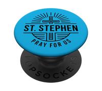 St. Stephen Pray For Us Christian Martyr Line Art PopSockets Adhesive PopGrip
