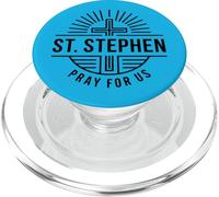 St. Stephen Pray For Us Christian Martyr Line Art PopSockets PopGrip for MagSafe