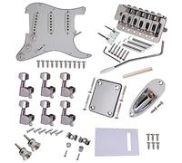 ST Style Electric Guitar Full Set DIY Accessory Kit Including Prewired Pickguard Bridge SSS Pickups and Other Accessories Silver