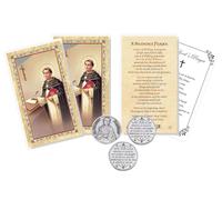 St Thomas Aquinas Prayer Card - St Thomas Aquinas Coin, The Lord's Prayer Card - Laminated St Thomas Aquinas Card - Saint Thomas Aquinas Prayer Card, Patron Saint of Students Themed Set - 7 Items