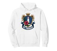 St Thomas Fun Tropical Hibiscus Flower and Lighthouse Emblem Pullover Hoodie