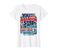 St Thomas Sir More Catholic Saint Quotes Ship Value Graphic T-Shirt, Women, White, M
