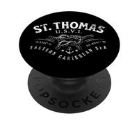 St. Thomas U.S.V.I. Eastern Caribbean Coordinates Aged Ink PopSockets Adhesive PopGrip