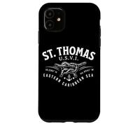 St. Thomas U.S.V.I. Eastern Caribbean Coordinates White Ink Case for iPhone 11