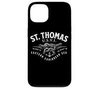 St. Thomas U.S.V.I. Eastern Caribbean Coordinates White Ink Case for iPhone 13