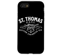 St. Thomas U.S.V.I. Eastern Caribbean Coordinates White Ink Case for iPhone SE (2020) / 7/8