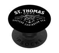 St. Thomas U.S.V.I. Eastern Caribbean Coordinates White Ink PopSockets Adhesive PopGrip